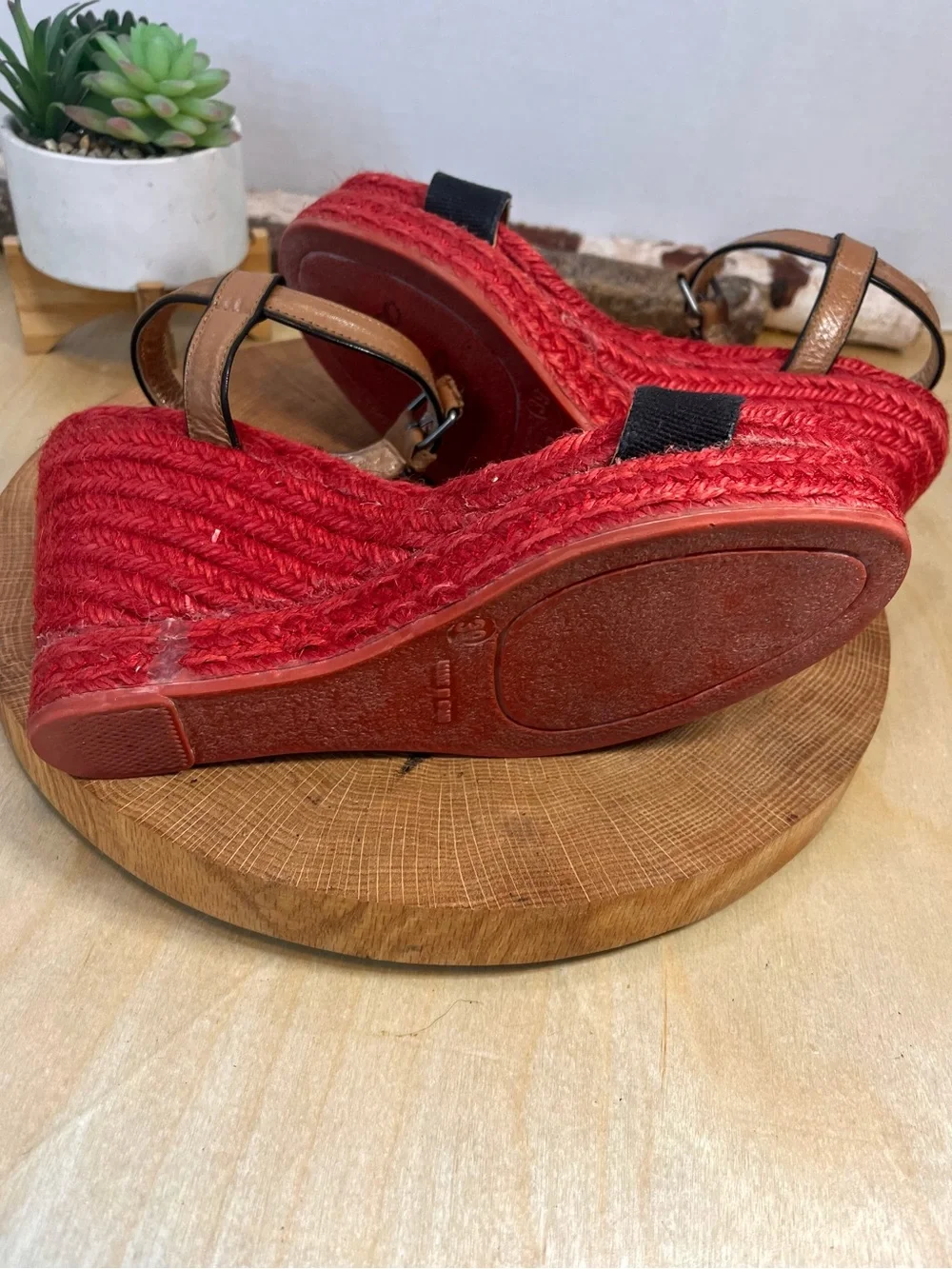 Marc by Marc Jacobs Colorblock Wedge Espadrilles - Red/Black - Size 39